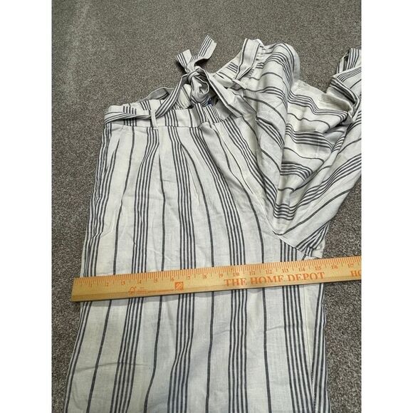 Old Navy women wide leg pin striped pants sz X-Large Tall beige/gray linen blend - Picture 6 of 11